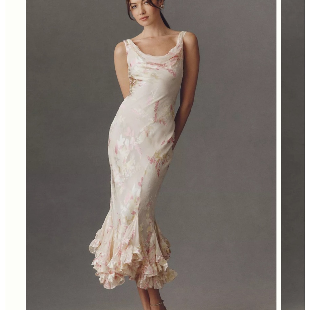 Reformation Evanthe Burnout Floral Printed Maxi Dress Summer Haze Size 0
